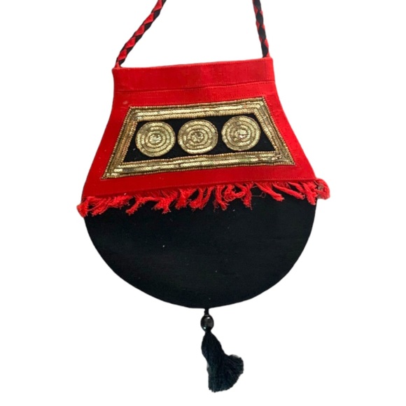 NWT Ethnic Handcrafted Bead Embellished Woven Fabric Purse Braided Shoulder Bag - Picture 3 of 8